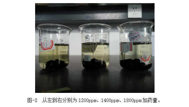 圖-2  從左到右分別為1200ppm、1400ppm、1800ppm加藥量